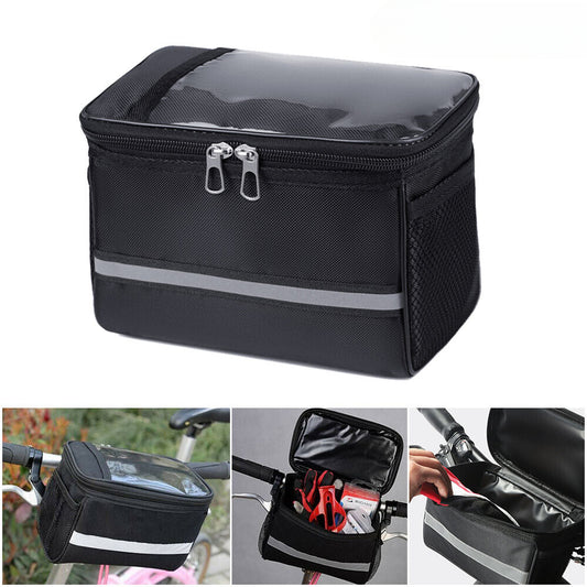 Bicycle Handlebar Basket Front Pannier Tube Bike Bag Waterproof Reflective