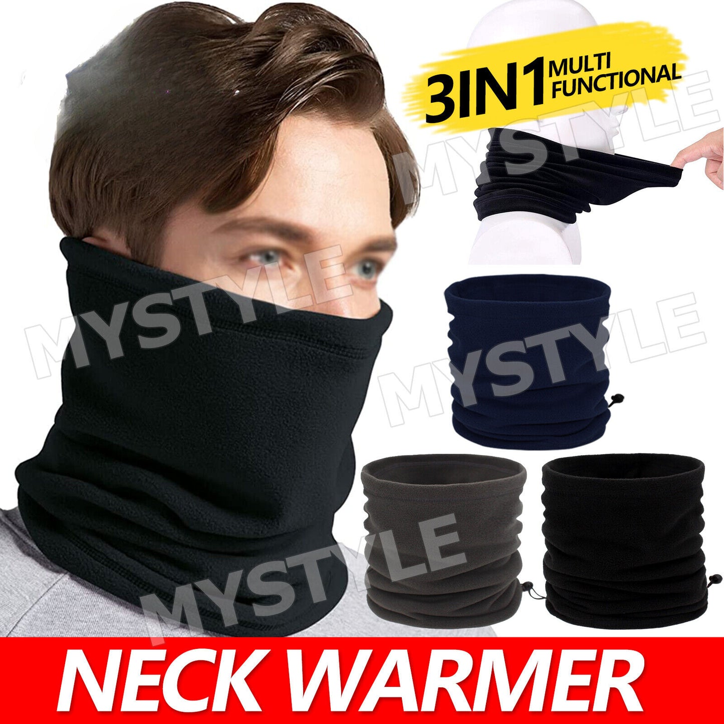 Motorbike Bike Thermal Neck Warmer Gaiter Face Mask Snood Hat Scarf Bandana