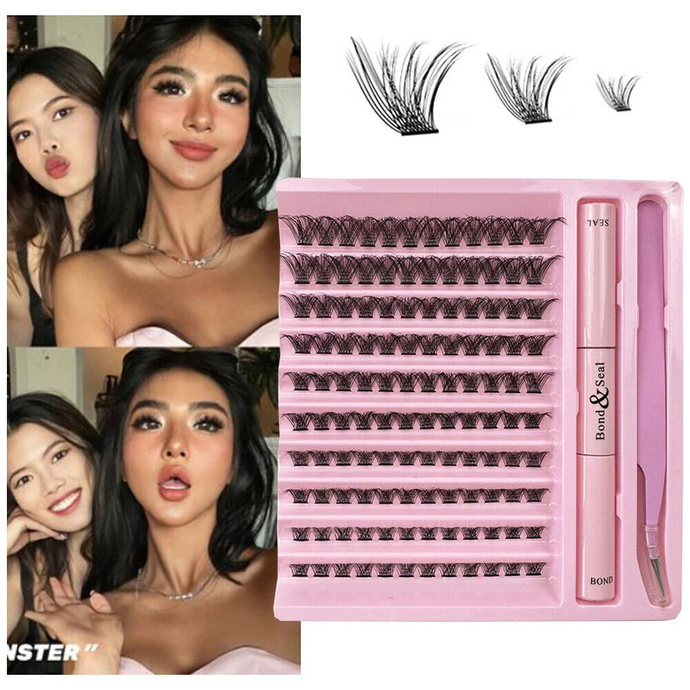 KevKev Lash Extension Kit 120Pcs DIY Lash Extension Kit Lash Clusters Lash Bond