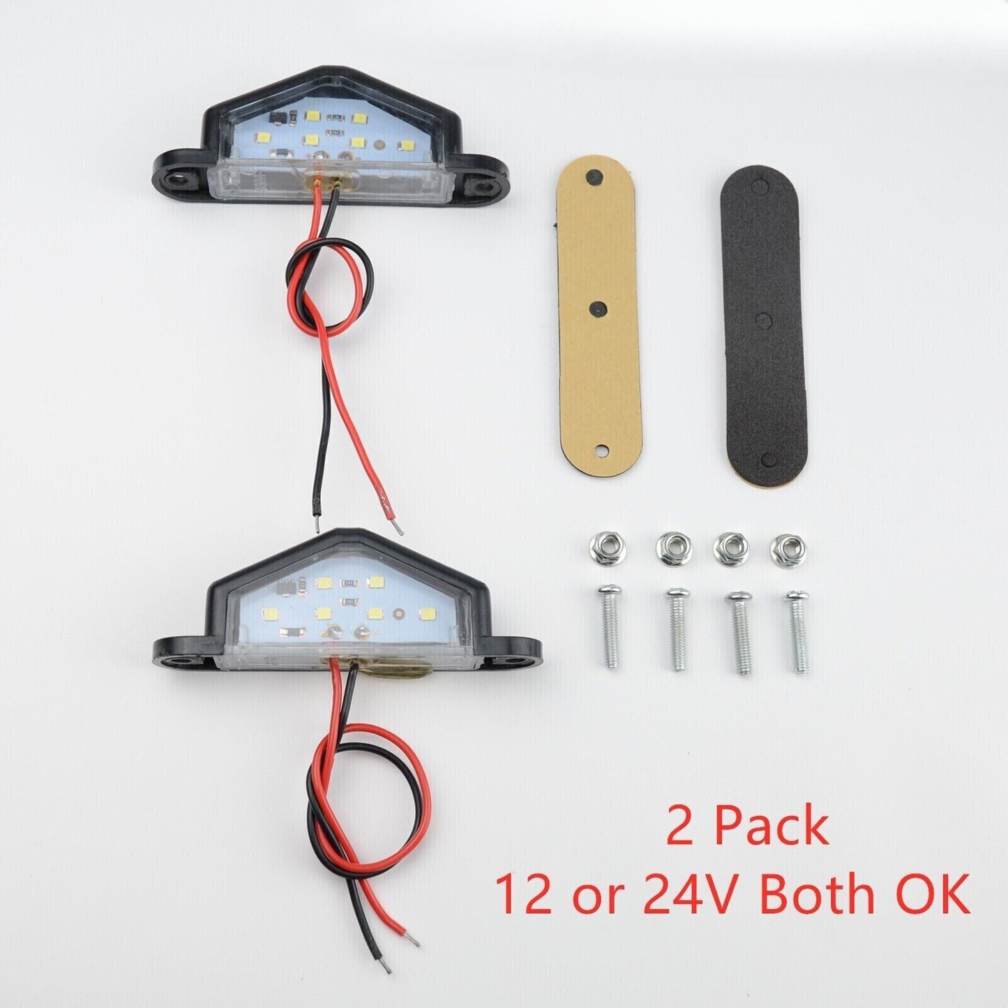 2X 6 LED License Number Plate Light Truck Caravan Trailer Lamp Rear/Front 10-30V