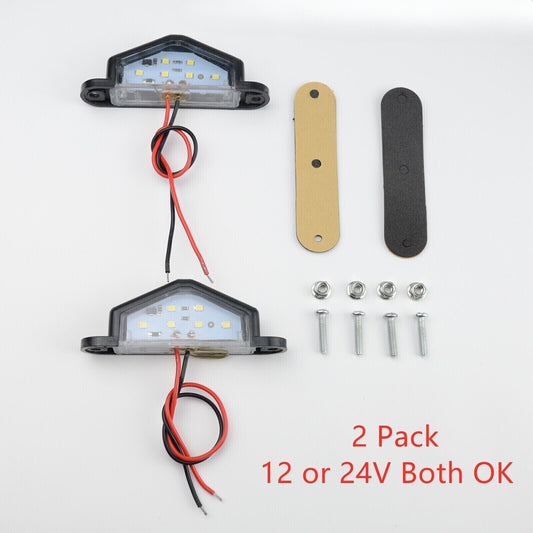 2X 6 LED License Number Plate Light Truck Caravan Trailer Lamp Rear/Front 10-30V