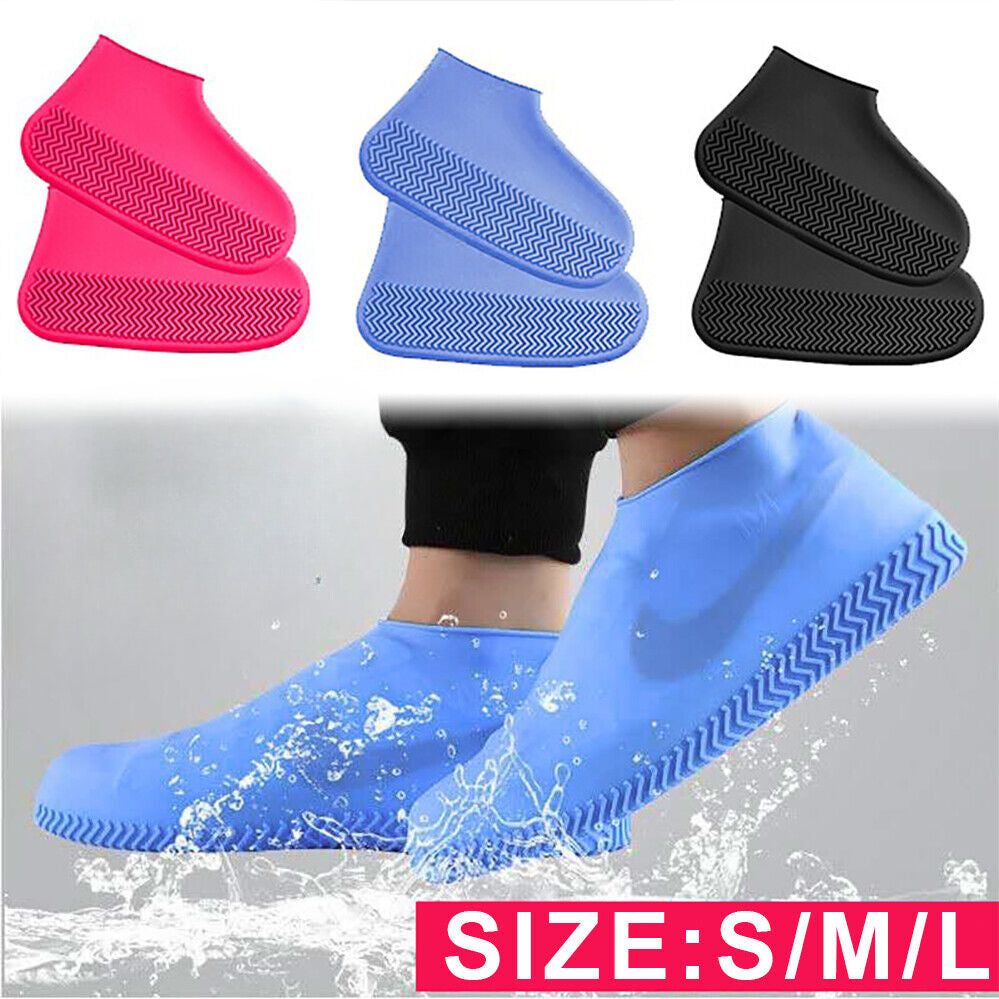 SHOE COVER WATERPROOF Silicone Non Slip Rain Water RUBBER Foot Boot Overshoe