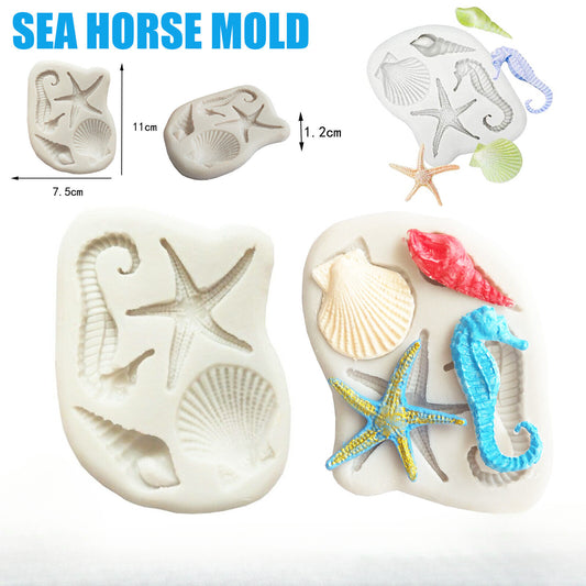 Sea Horse Conch Silicone Fondant Cake Sugarcraft Mould Chocolate Baking Mold DIY