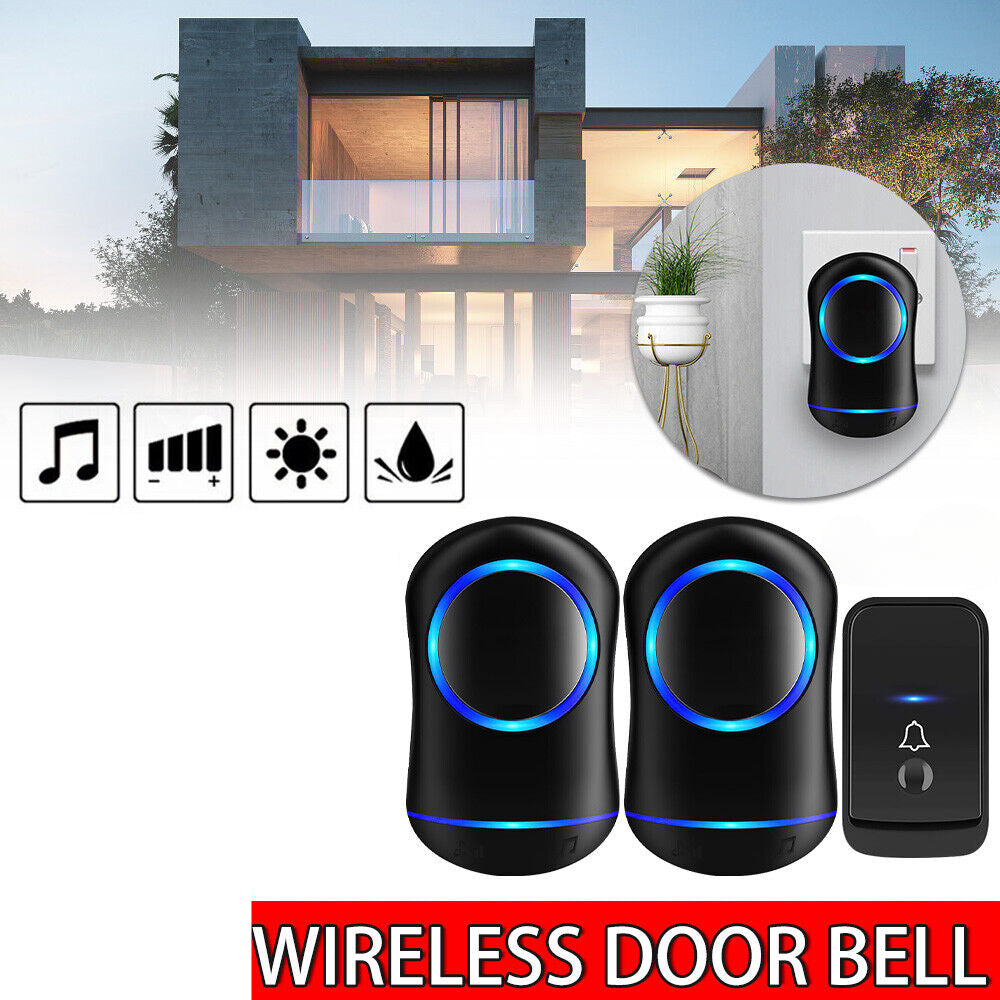 1 set Wireless Door Bell Waterproof Range Home Wall Plug In Doorbells 45 Chimes LED