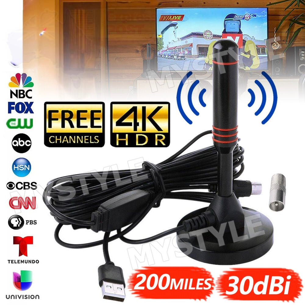 Portable TV Antenna Indoor Outdoor Digital HD Freeview Aerial Ariel 200Mile