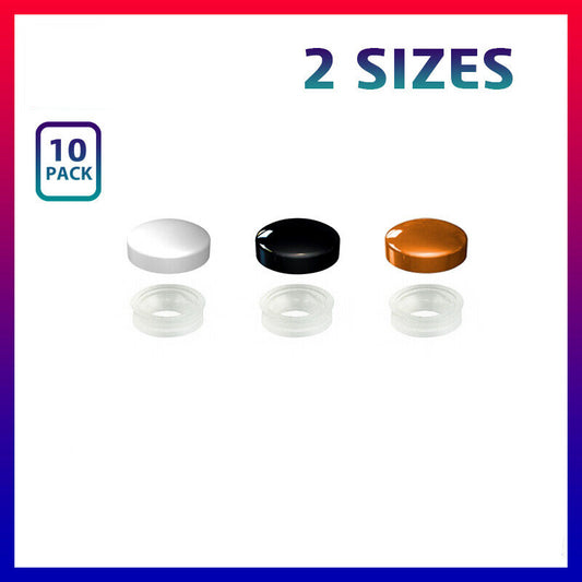 10 x Plastic Dome Screw Cover Caps Base Included Black White Teak 2 Sizes