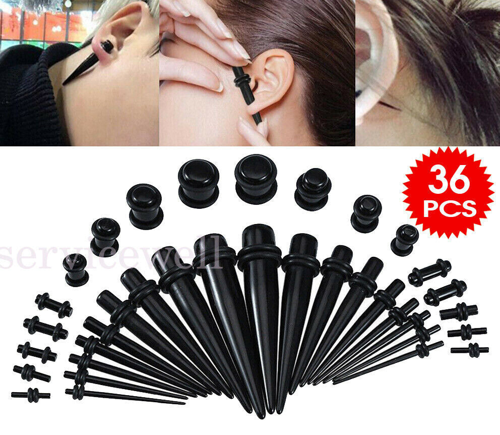 36pcs Ear Stretching Kit Plug Set Stretch Ear Taper Stretcher Expander Tapers