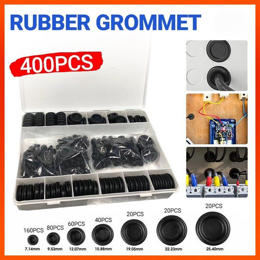 400pcs Auto Rubber Grommet Assortment Set 400 PCS Fastener Kit Blanking 7 Popular Sizes