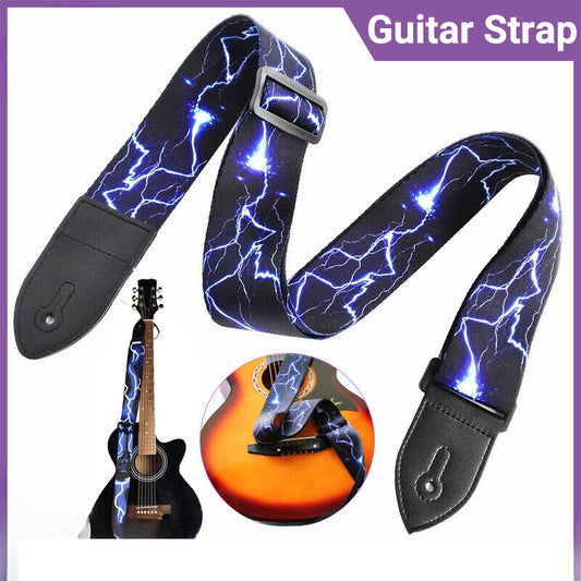 Lightning Guitar Strap Replacement Adjustable Nylon Belt Acoustic Electric Bass