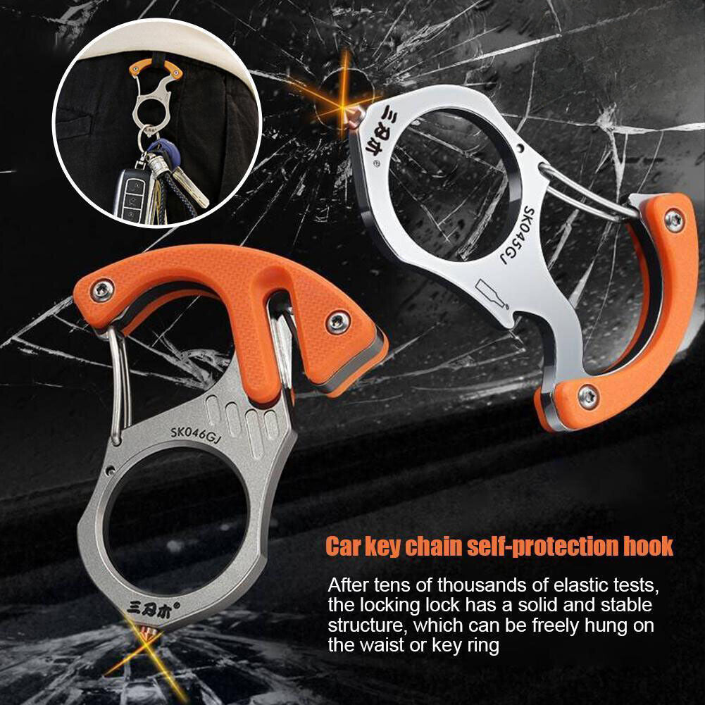 NEW Steel Car Key Buckle Self-Protection Hook Car Key Chain Multi-functional