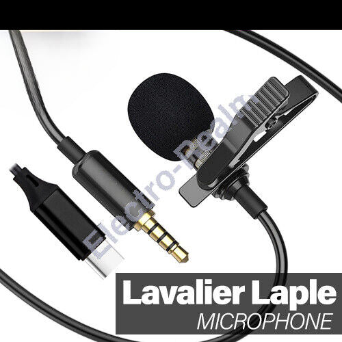 2x Clip-on Lapel Mini Lavalier Mic Microphone 3.5mm For Mobile Phone PC Recording