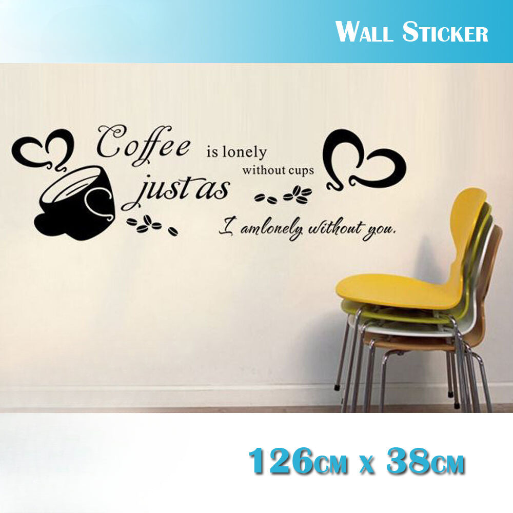 Wall Stickers Removable Coffee is lonely Living Room Decal Picture Art Romantic