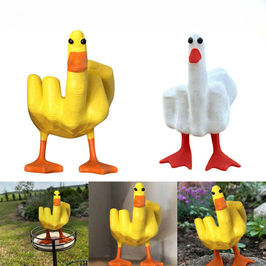 3D Funny Little Duck Resin Figurine Ornament Decor Cute Middle Finger Duck Craft