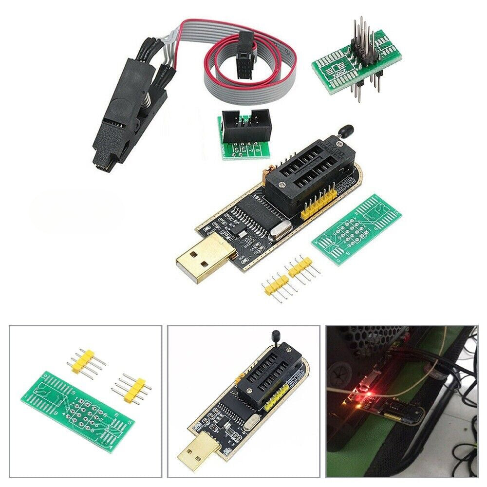 2pcs USB CH341A 24 25 Series EEPROM Flash Programmer Module +SOIC8 SOP8 Test Clip