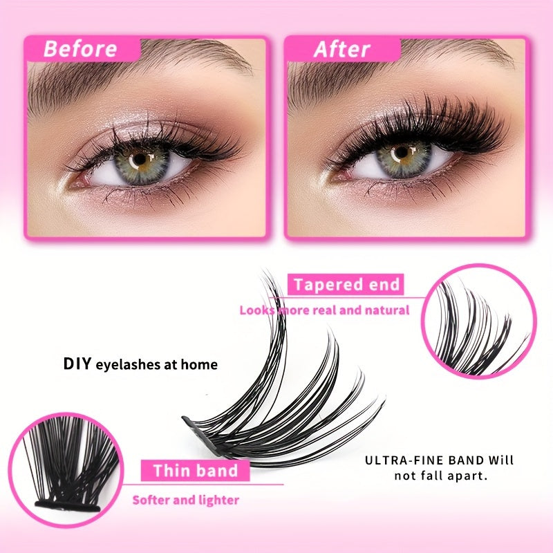 Lash Extension Kit, 640pcs/320pcs/280pcs Mix DIY Eyelash Extension Kit 304050D Combination Lash Clusters D Curl Individual Lashes Kit With A Double-ended Lash Bond And Seal And Comfortable Lash Tweezers D Curl 9-16mm Mixed Lash Extension Kit