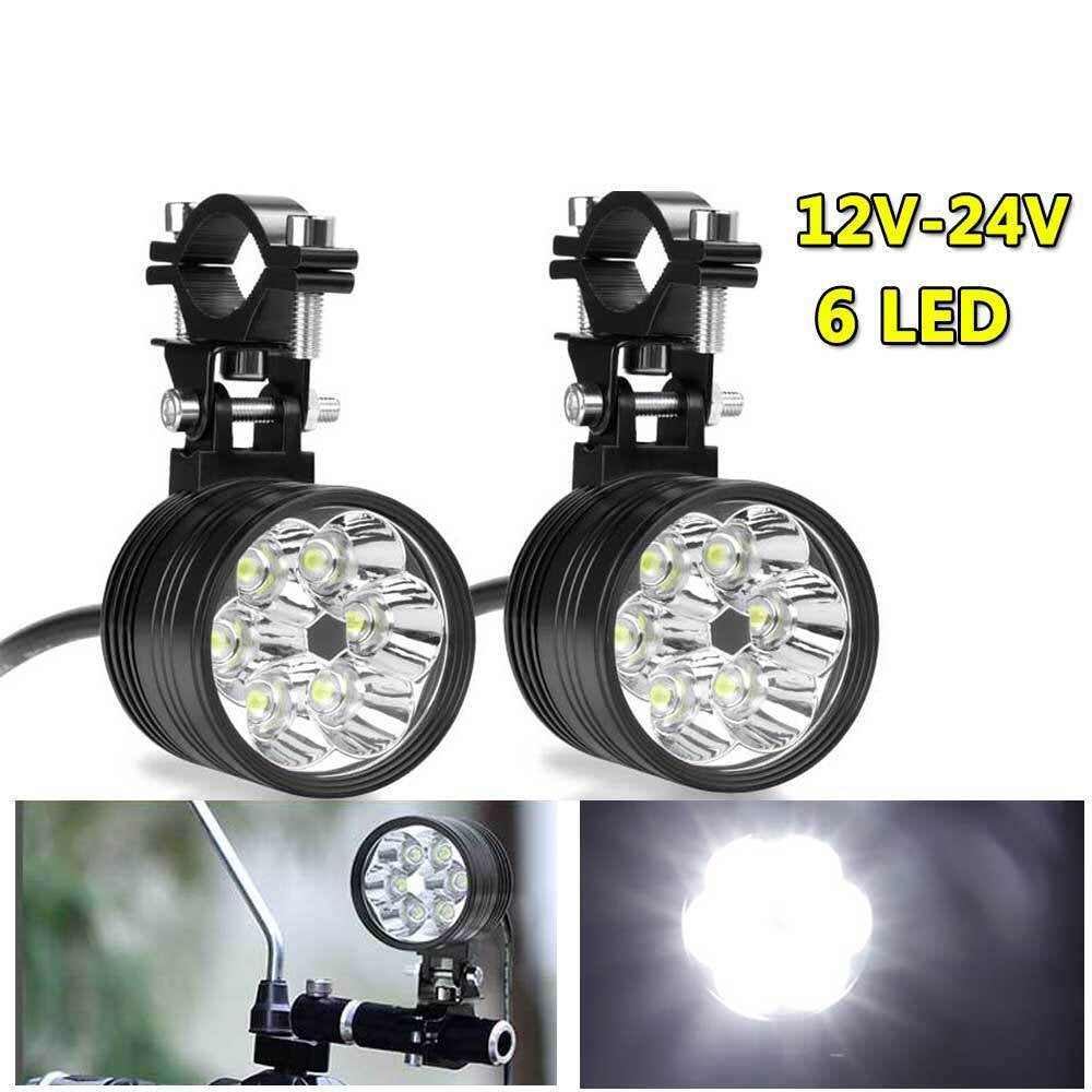 2X LED Motorcycle Driving Spotlights Spot Fog HeadLight Lamp 6000k White 12V 24V