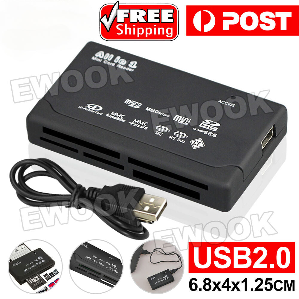 USB 2.0 All in One Multi Memory Card Reader CF SD SDHC MS TF M2 XD MMC