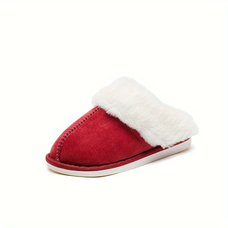 Solid Indoor Warm Plush Anti-skid Home Slippers For Household, Autumn And Winter