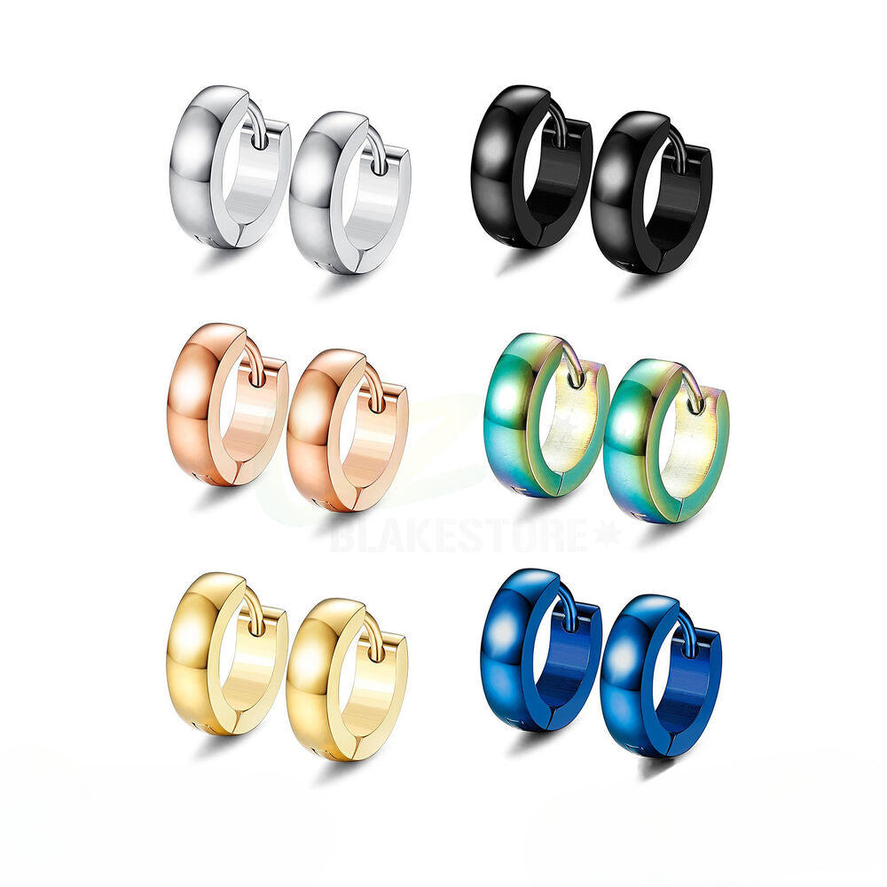 3Pairs Huggie Earring Hoops Piercing Ear Studs Rings Helix Surgical Steel