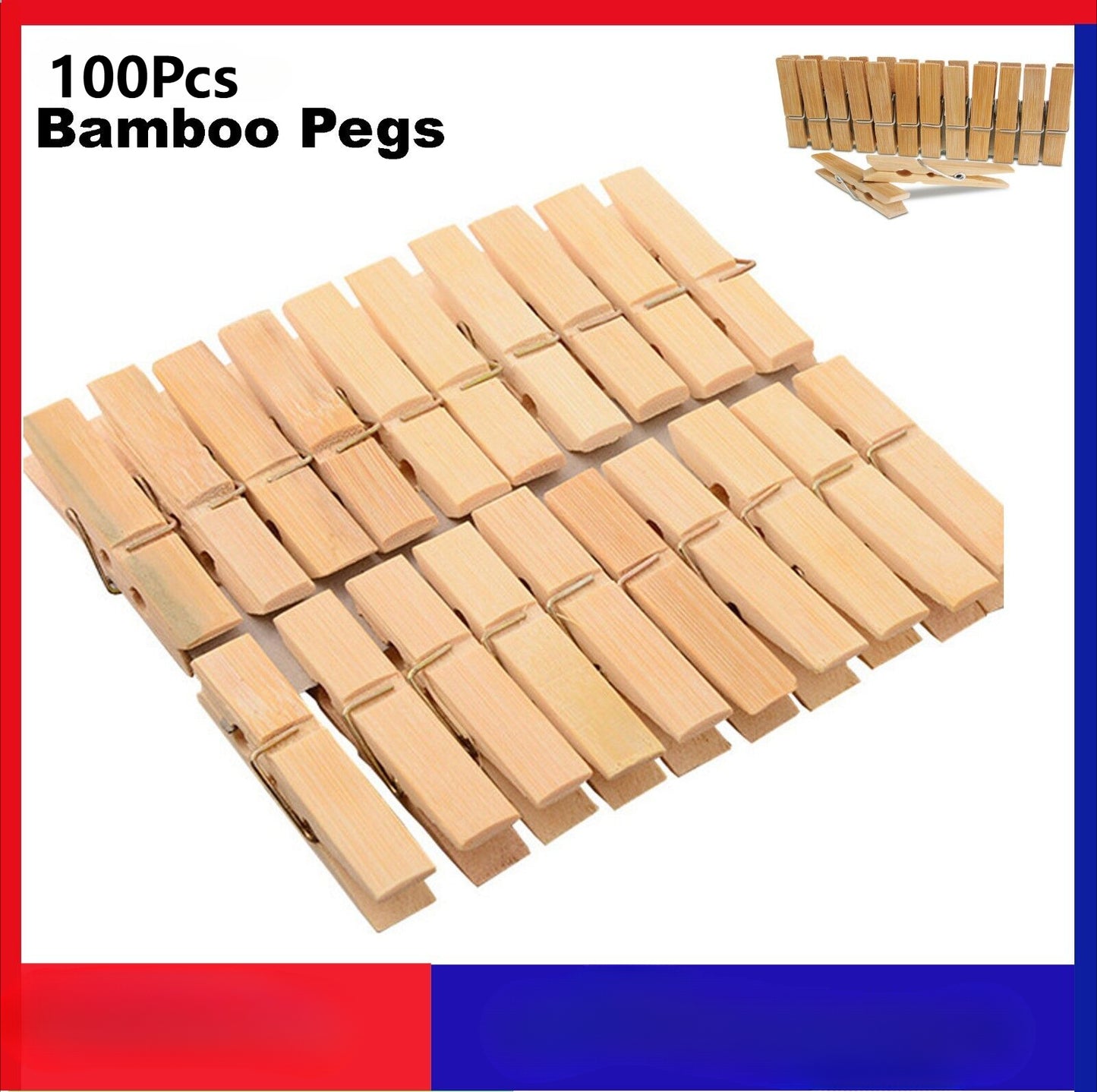 Bamboo Clothes Pegs Strong Washing Line Drying Clips Spring wood wooden pegs