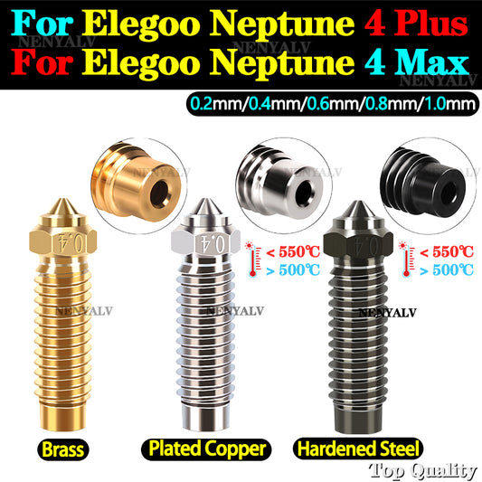 For Elegoo Neptune 4 Max Brass Copper Plated Hardened Steel Nozzle For Elegoo Neptune 4 Plus Nozzle High Speed Nozzles