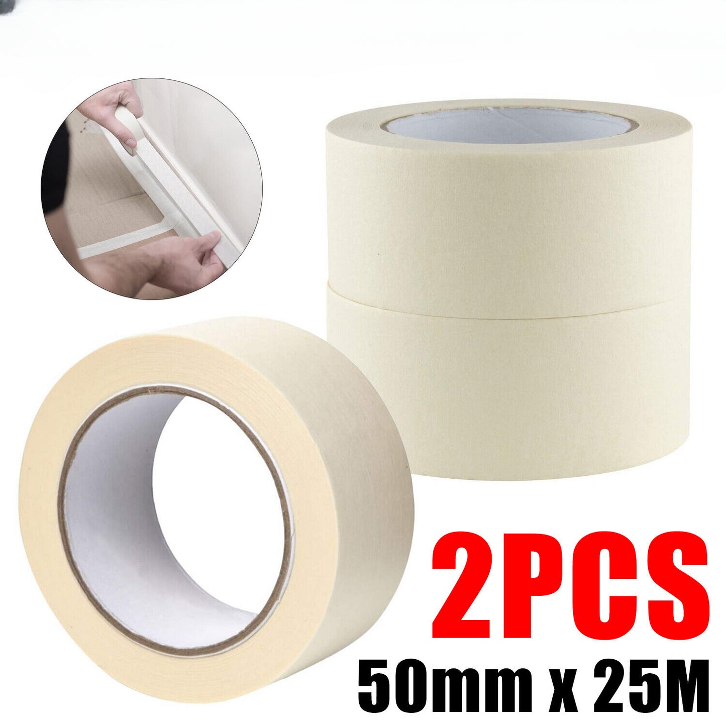 2X Sale Masking Tape Painting Crepe Paper 50mm X 25m Housing Tools DIY painter