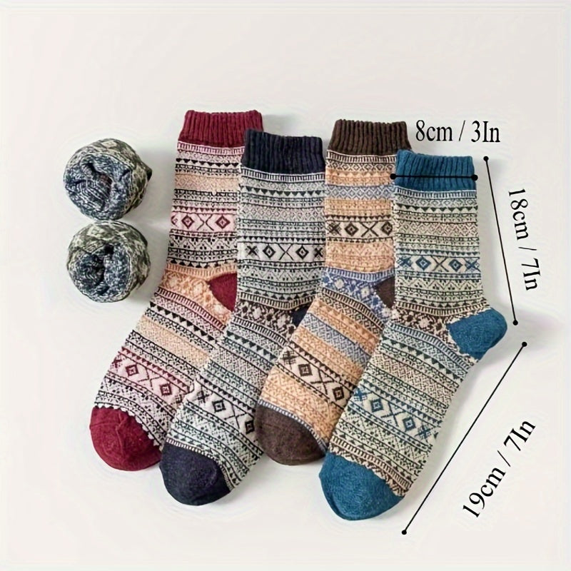 5 Pairs Winter Socks, Warm Thick Soft Mid-calf Socks