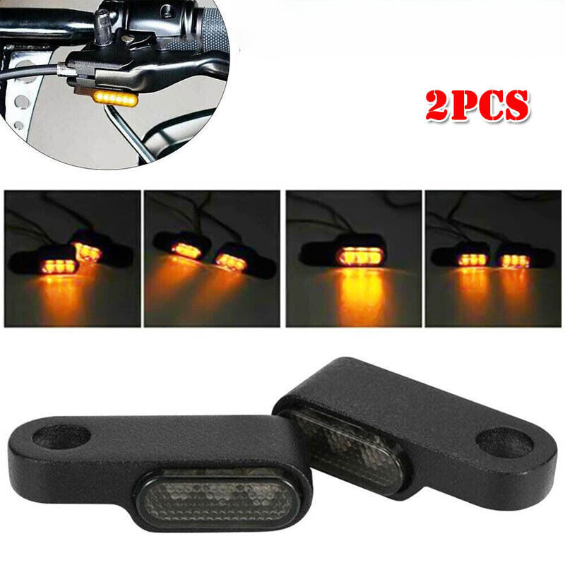 2X Motorcycle Bullet Mini Turn Signal Light Amber LED Indicator Lamp For Harley