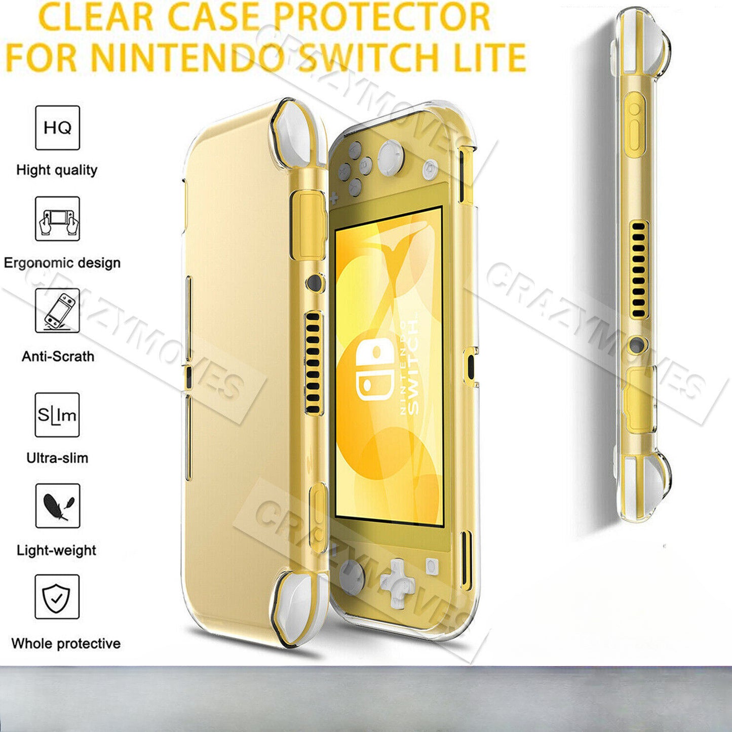 For Nintendo Switch Lite Protective Clear Case Cover TPU Soft Shockproof