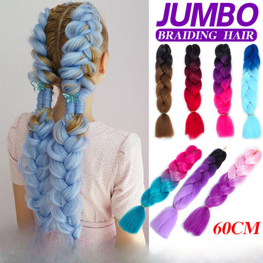 JUMBO Braiding Hair 60cm Hair Extensions Synthetic Fiber Crochet Braid Kanekalon