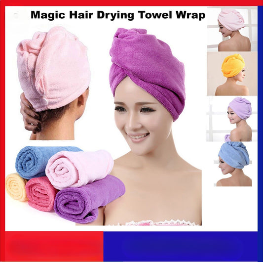 2x Magic Hair Drying Wrap Cap Microfibre After Shower Turban Towel Quick Dry Hair