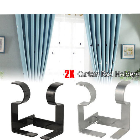 2X Bracket Hang Curtain Rod Holders Single Hook Tap Right Into Window Frame Rod