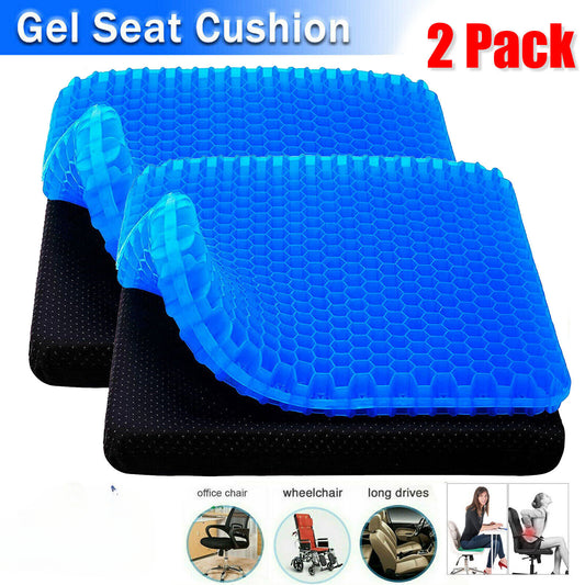 2x Gel Seat Cushion Cooling Seat Cushion Breathable Honeycomb Office Car Seat Mat