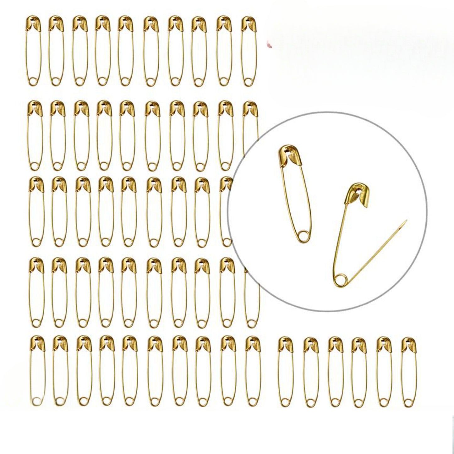 300x Small Tiny Safety Pins Gold Color 19mm Brass Metal Sewing Craft Mini Pin