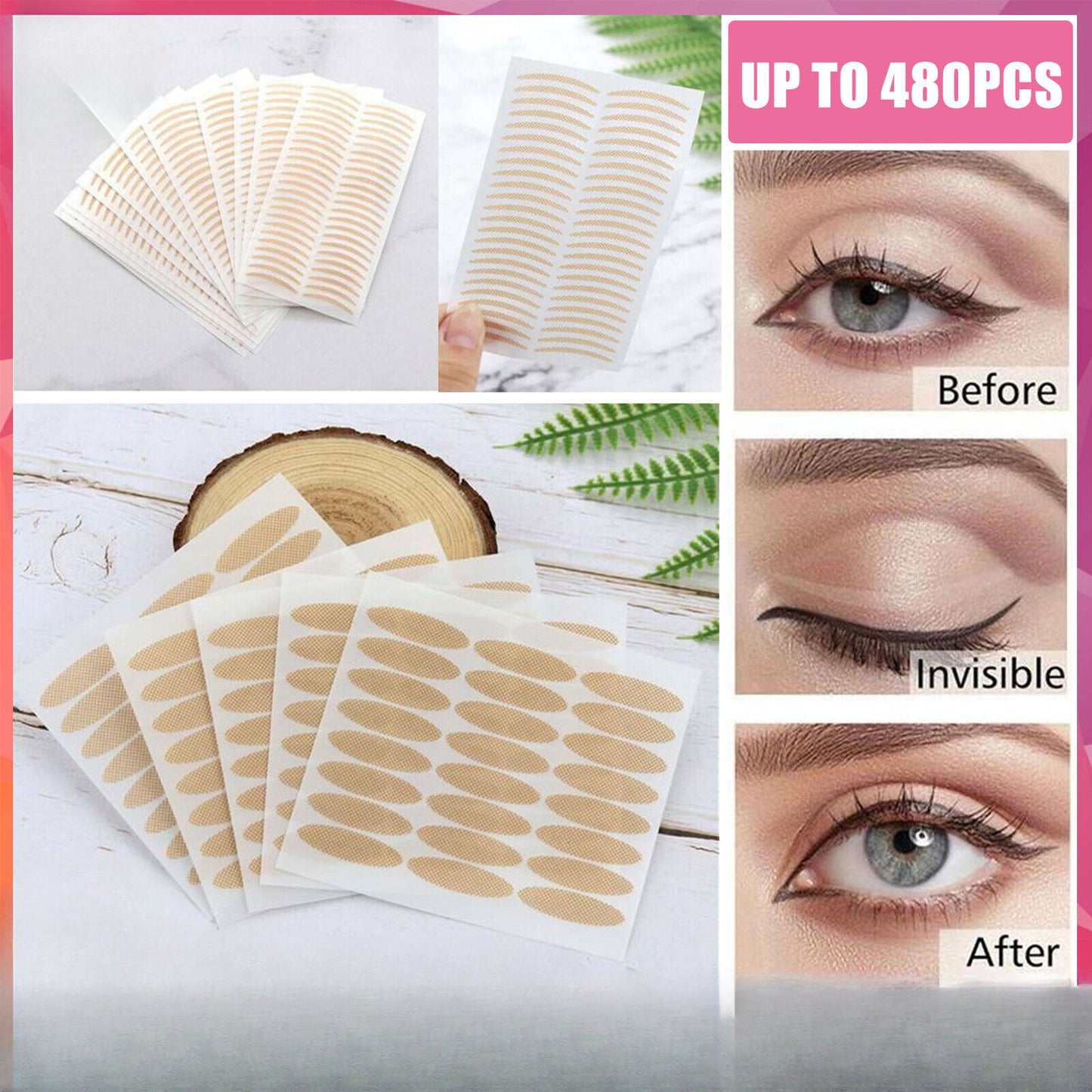 UP 480X Double Eyelid Tape Lace Invisible Narrow Stickers Eye Lift Adhesive Tool