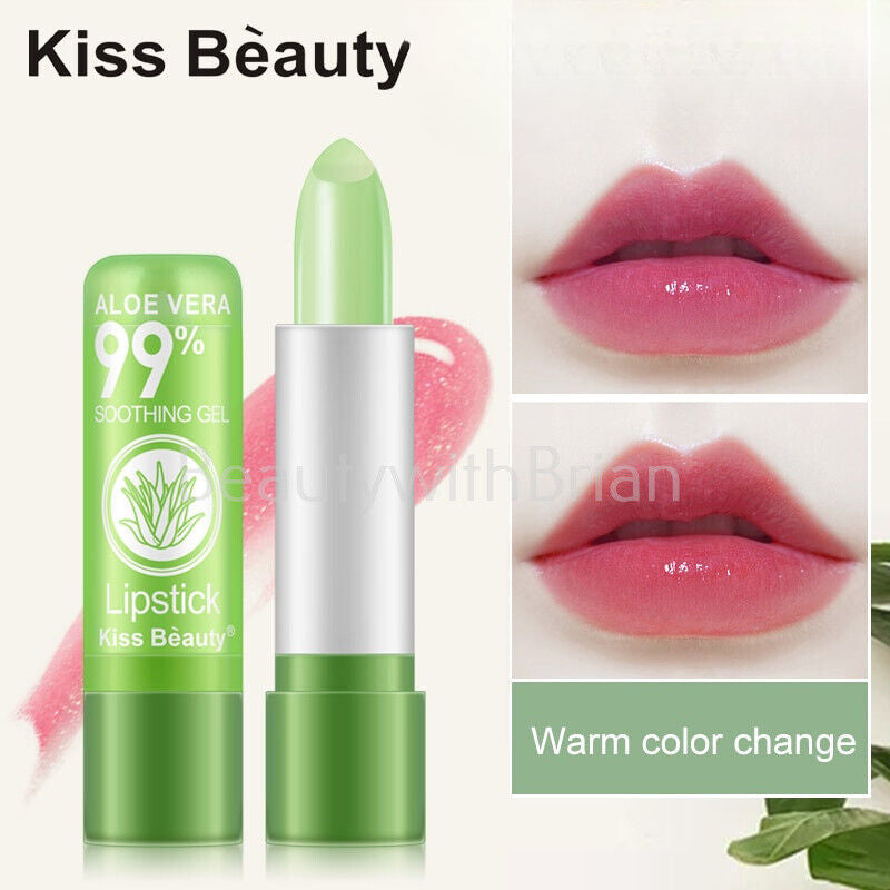 Women Aloe Vera Lip Color Changing Lipstick Long Lasting Moisturizing