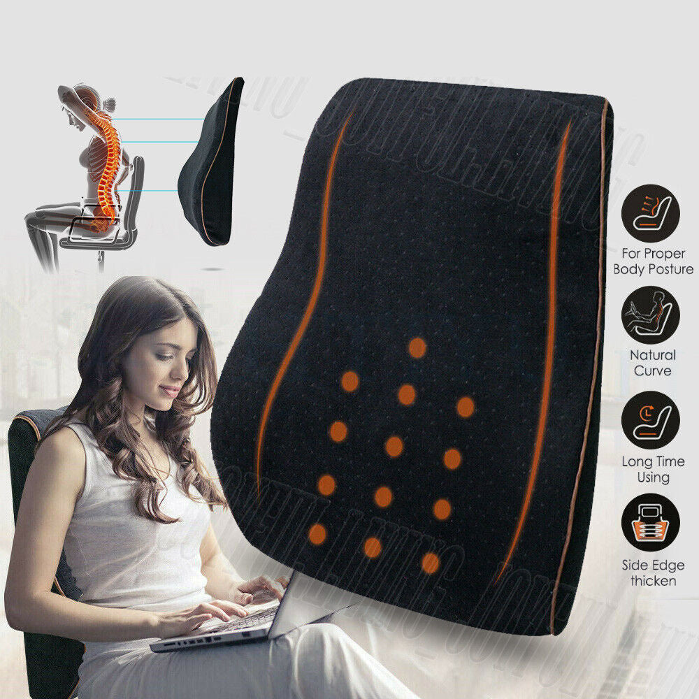 Lumbar Back Memory Foam Support Cushion Seat Waist Back Pillow Home Car Office