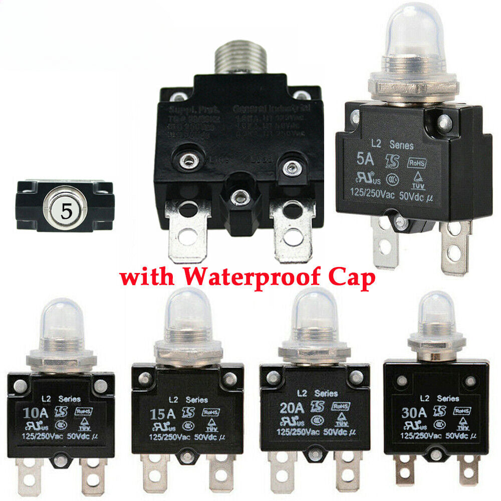 3x 5/10/15 Amp Push Button Manual Reset Thermal Circuit Breaker Overload Switch