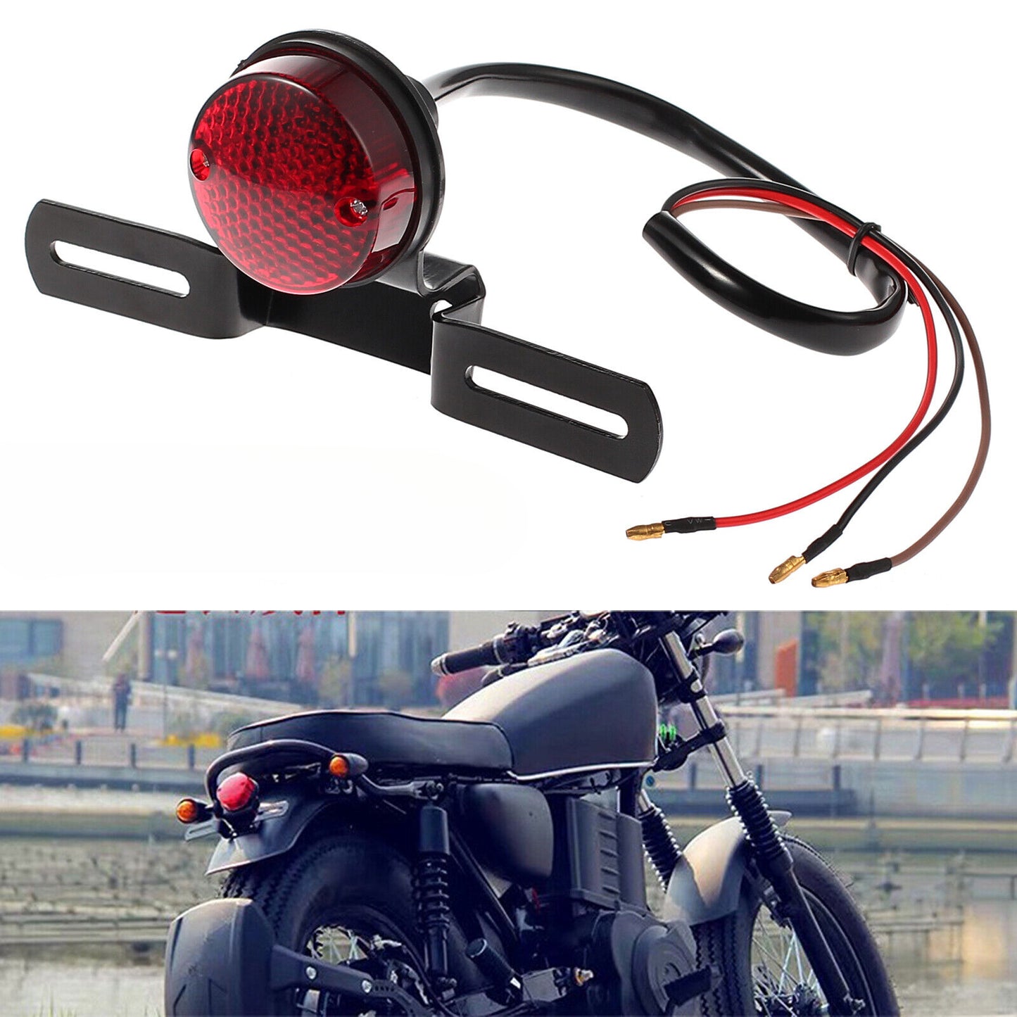 Universal Motorcycle Tail Stop Brake Light Number License Bulb Retro Lamp 12V