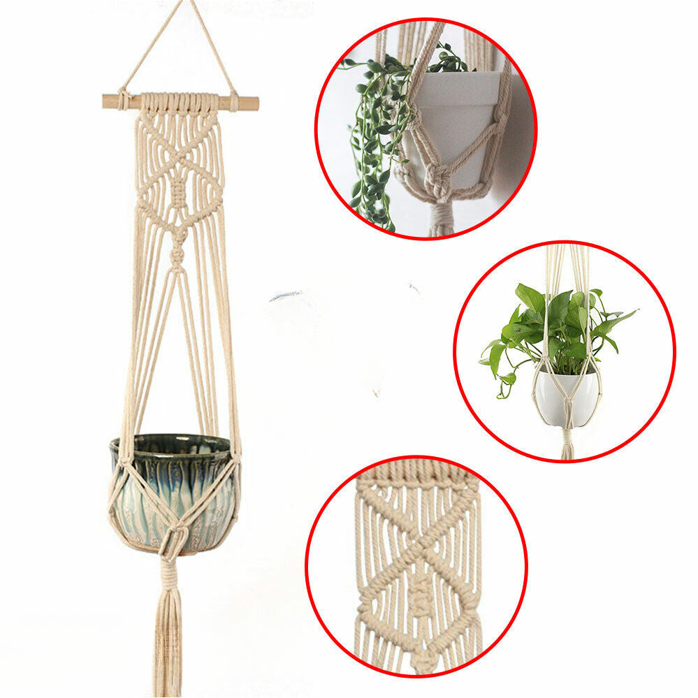 Plant Hanger Macrame Hanging Planter Basket Pot Holder Hemp Rope Braided