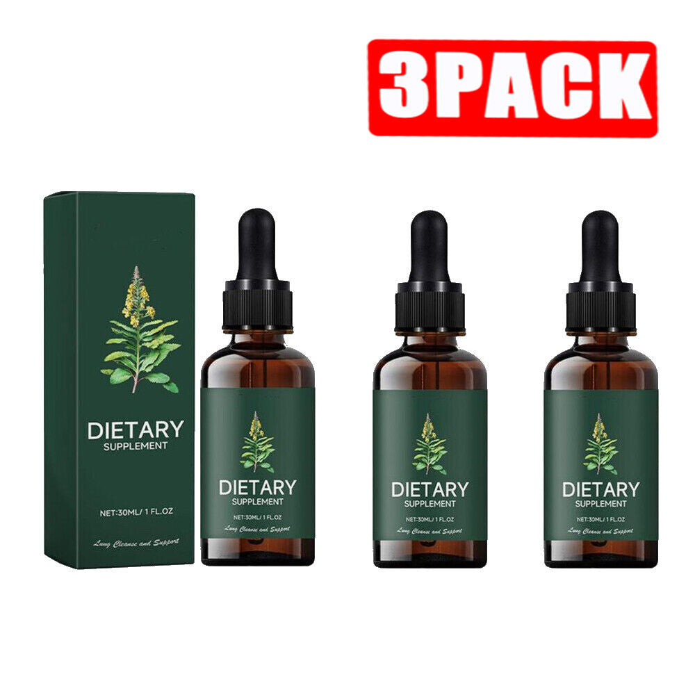 3X 30ml Mullein Extract Powerful Lung Cleanse Respiratory Herbal Drop