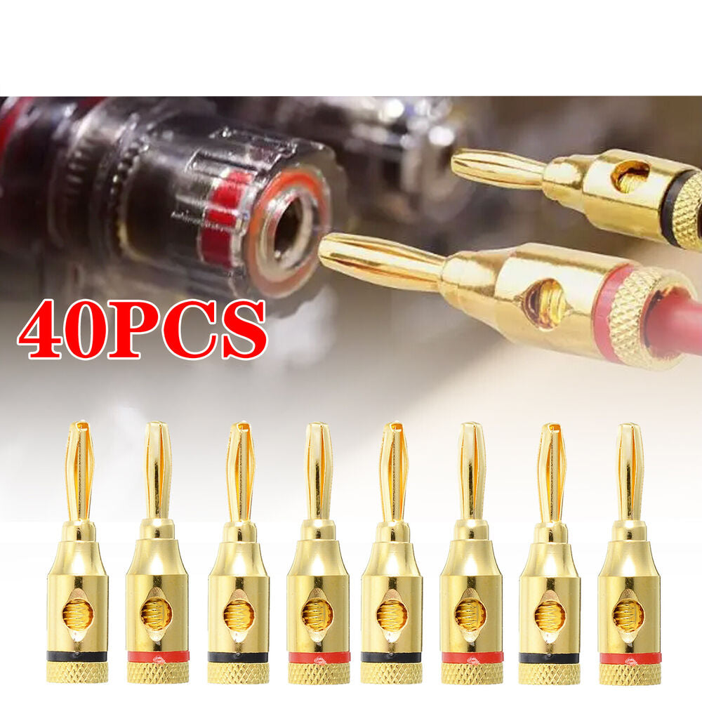 40PCS 4mm Banana Plug Gold Plated Musical Audio Speaker Cable Wire Connector