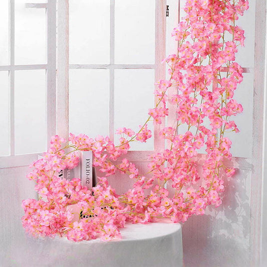 Artificial Cherry Rattan Blossom Flower Garland Vine Hang Wedding Garden Decor