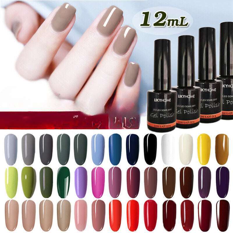 UV LED Gel Nail Polish 12ml Soak Off Colour Base Top Coat Varnish Manicure DIY