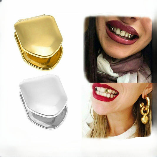 Cool Gold Silver Plated Single Tooth Grillz Teeth Cap Brace Grill Hip Hop Party