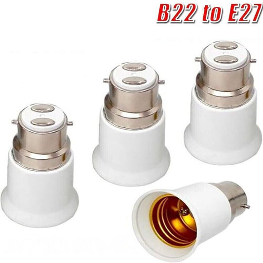 4x B22 To E27 Light Socket Adapter Bayonet Lamp Base To Edison E27 Bulb Screw