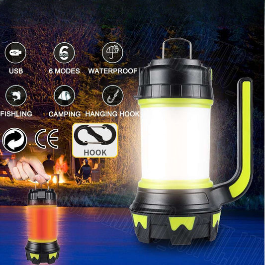 6 Light Modes LED Flashlight Camping Lantern Super Bright Torch Outdoor Lamp