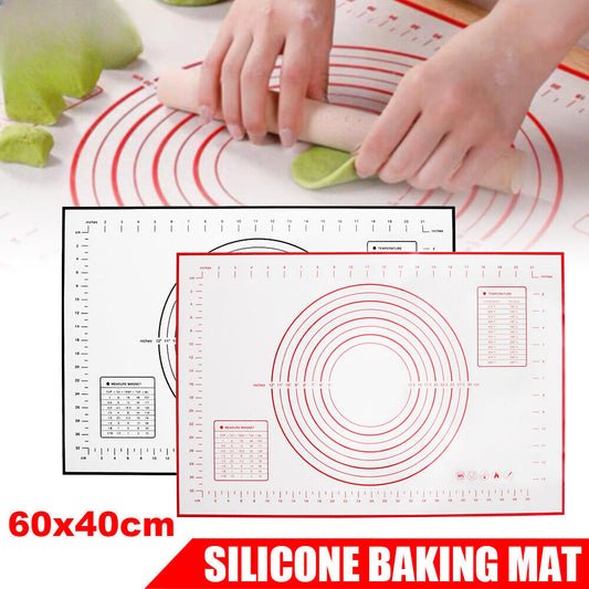 2x Reusable X Large Non-Stick Silicone Baking Mat Sheet Rolling Pastry Dough 60x40