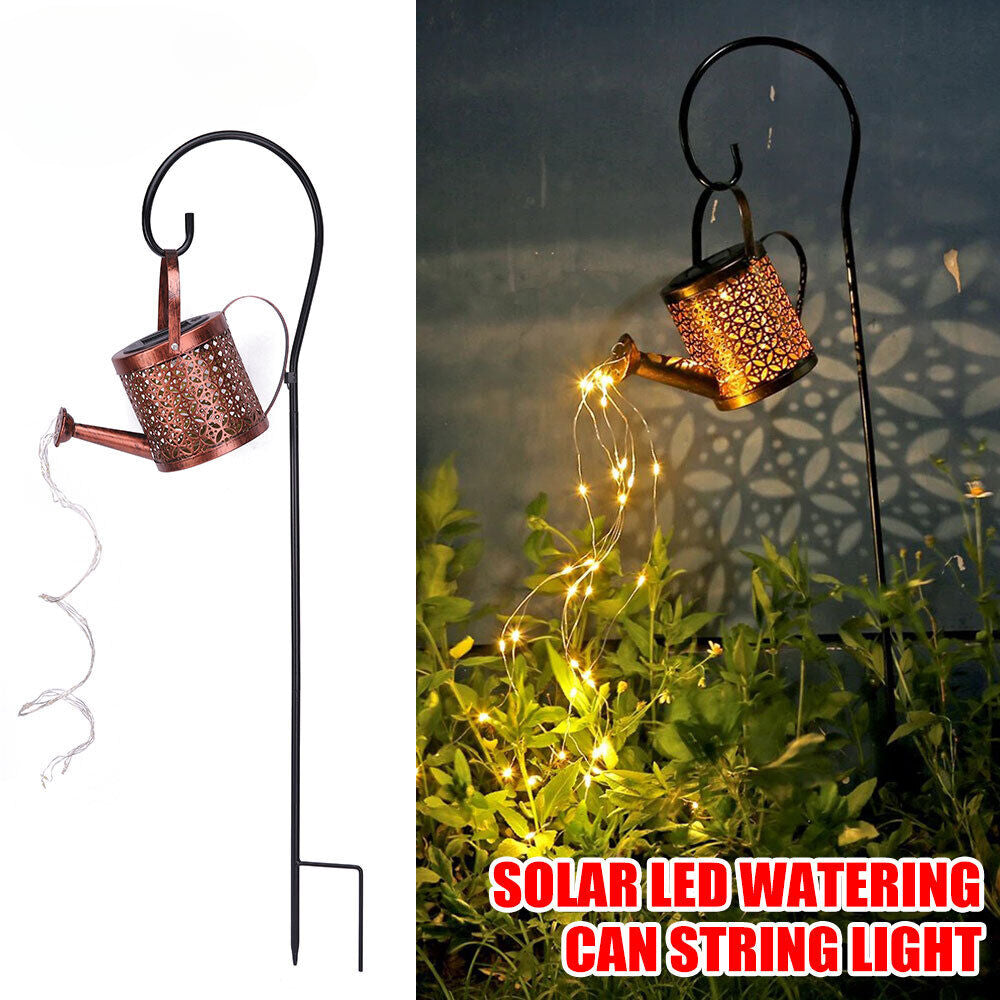 1 set Solar Light Outdoor LED Watering Can Christmas String Garden Shower Art Lamps