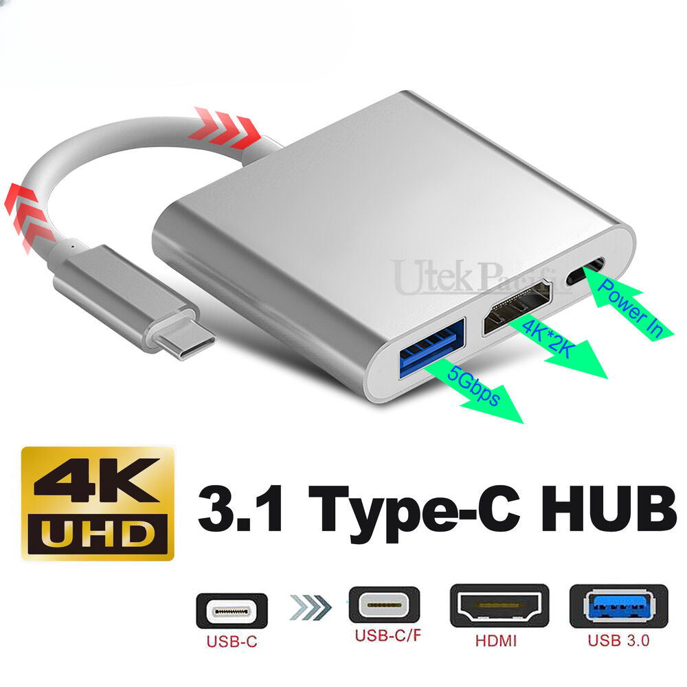 6/7/8in 1 USB-C HUB Type-C USB Multi 3.0 4K HDMI RJ45 Ethernet Micro SD TF OTG